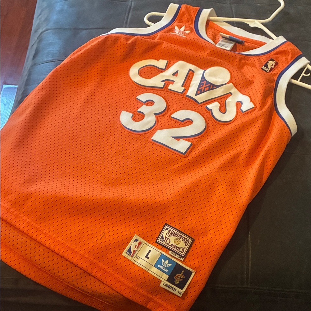 Adidas Orange Cavs Jersey with White and Blue Accents